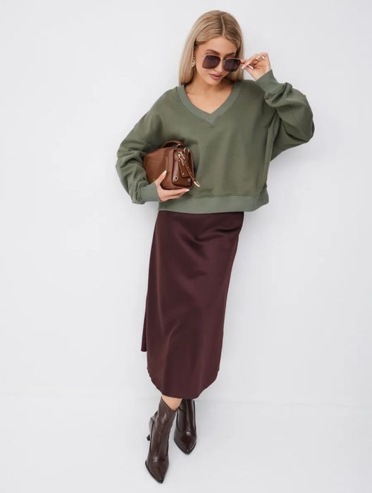 Укороченный хлопковый свитшот