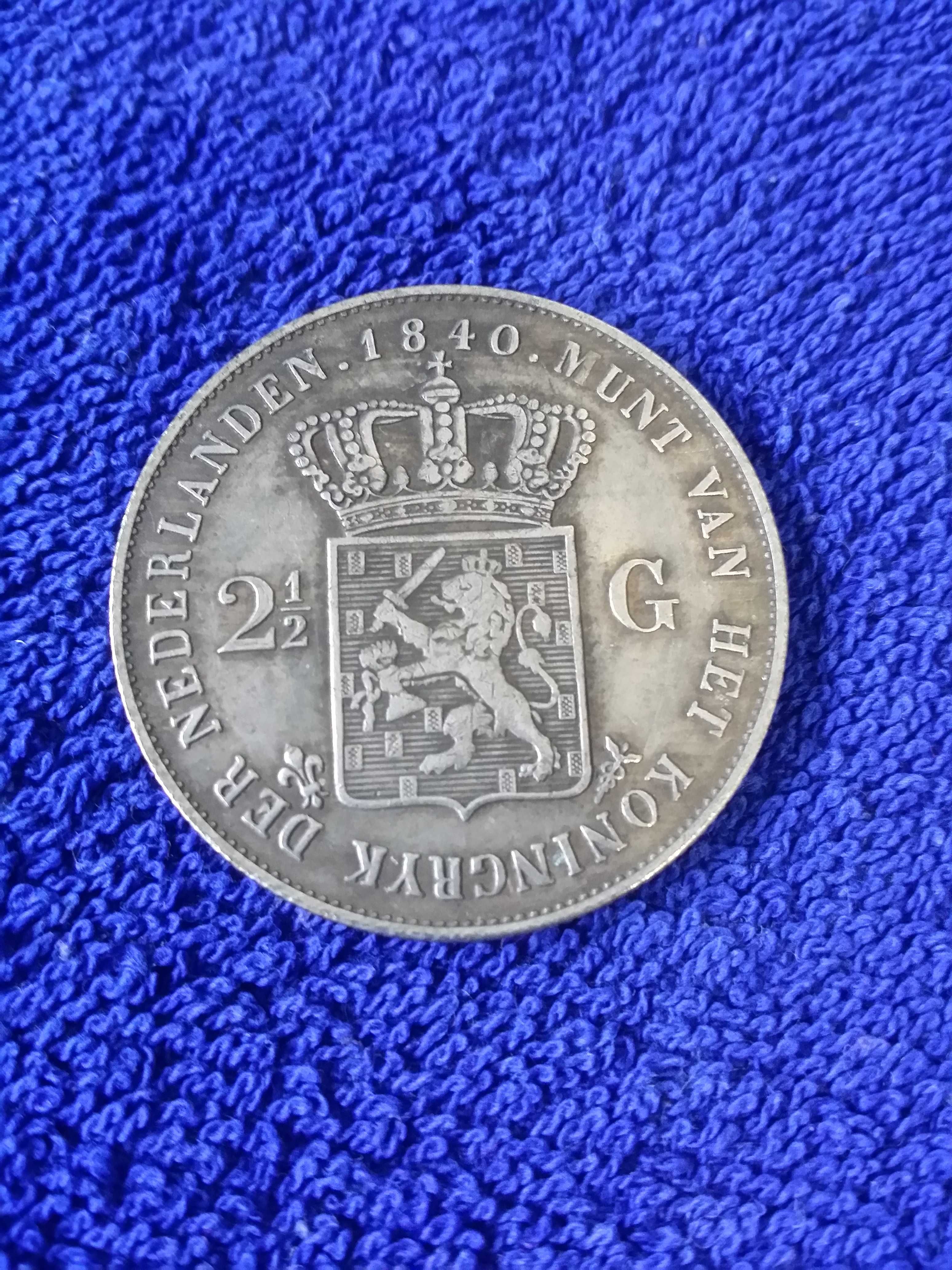 Moneda argint 2 1/2 gulden 1840 olanda