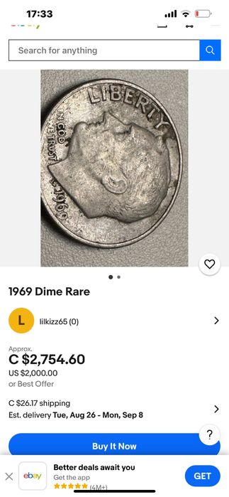 Monedă Roosevelt Dime din 1969