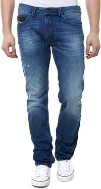 Blugi jeans Diesel Thavar  cu aspect uzat (Destroyed Look) Slimfit