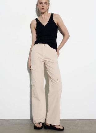 Карго дънки  бели ZARA  Cargo jeans white