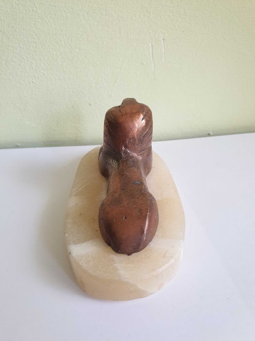 Statuie Sfinx Egipt metal rosiatic piatra alabastru naturala vintage
