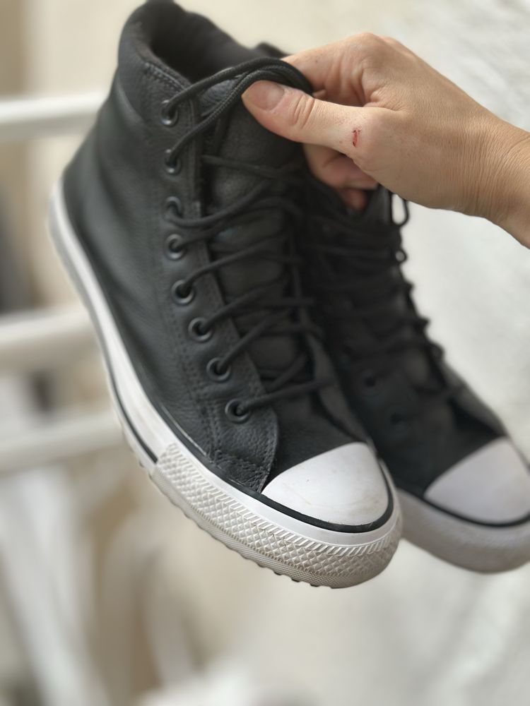 Черен кожен висок Converse - 26 см