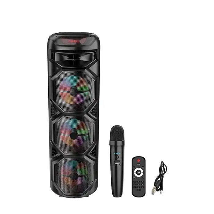 Boxa portabila Bluetooth cu 3 Difuzoare Telecomanda si Microfon