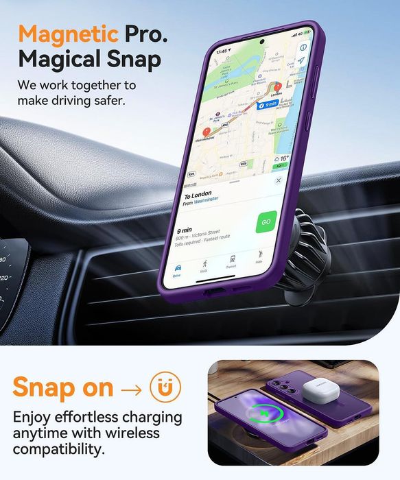 Матов magsafe кейс за samsung galaxy s25+ plus - лилав