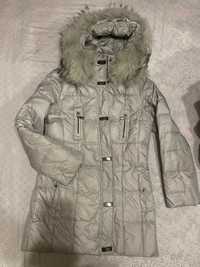 Куртка зимняя в лебяжьем пуху мех натуральный песец
