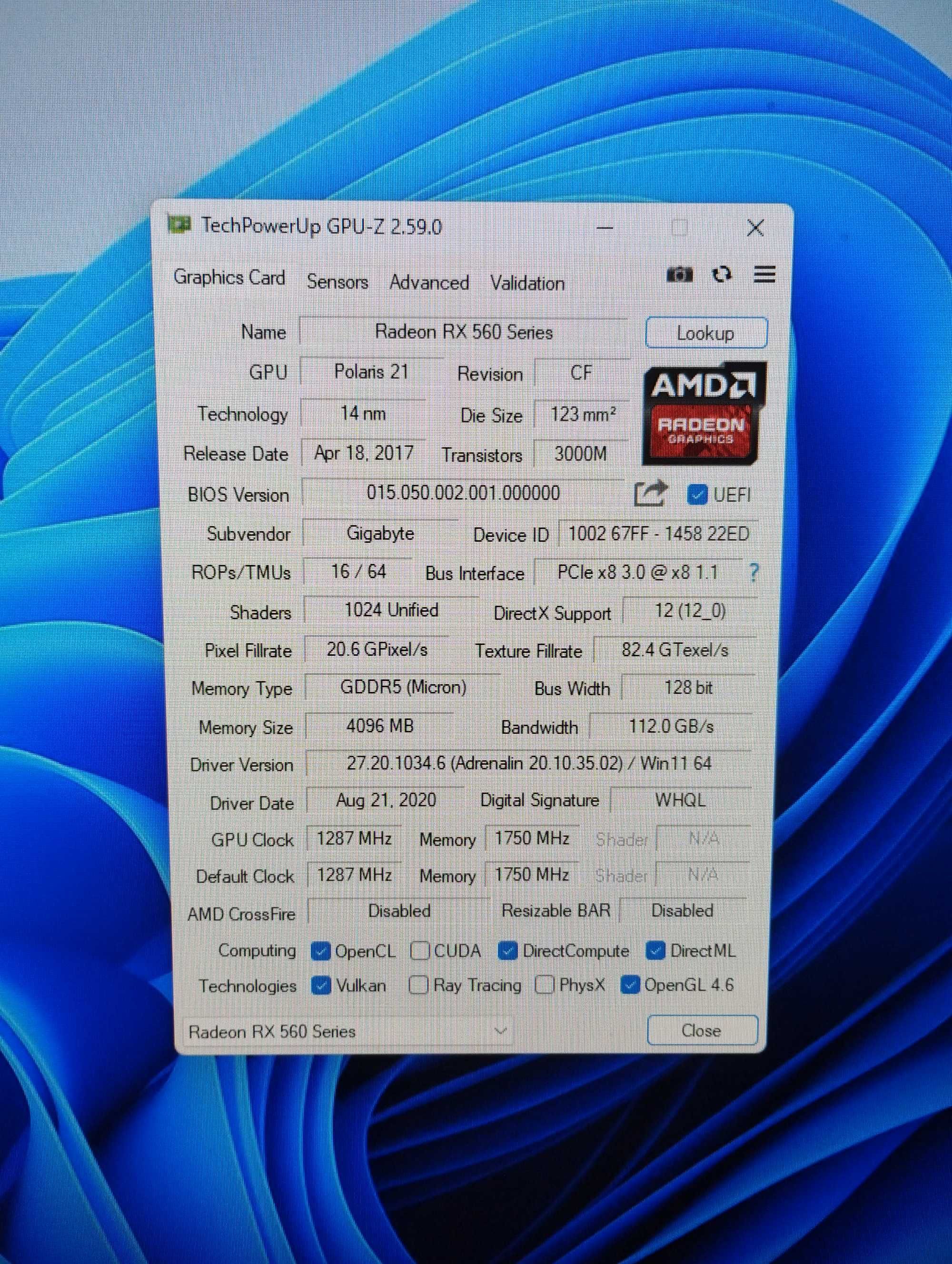 GIGABYTE Radeon RX 560 4GB