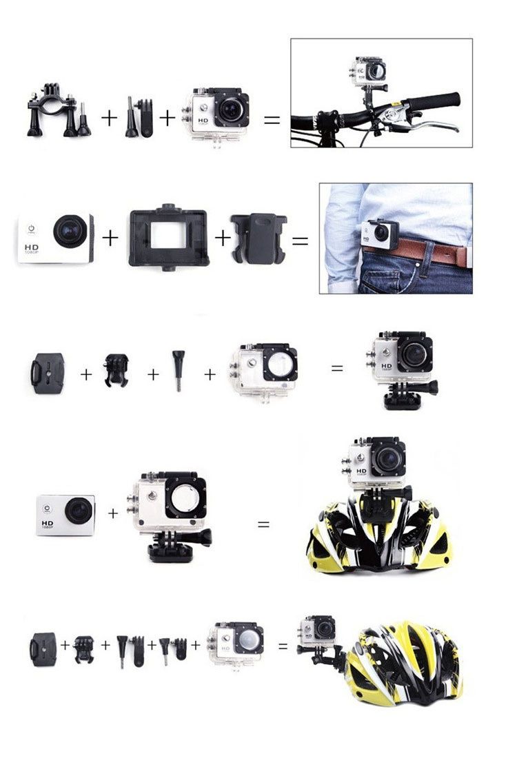 Водоустойчива камера Екшън камера SPORTS CAM, водоустойчива, 4K HD