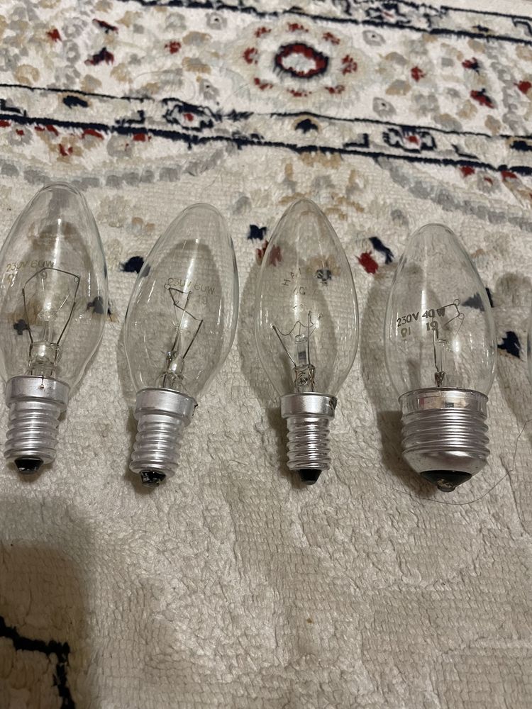 Лампочки простые 40-60 ватт, цоколь Е14,Е27 б/у, 80 тенге за 1