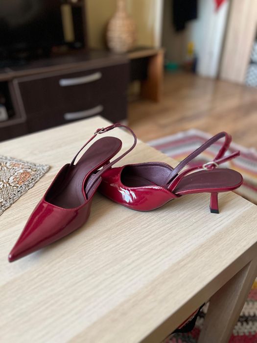 Pantofi Stiletto din lac,burgund