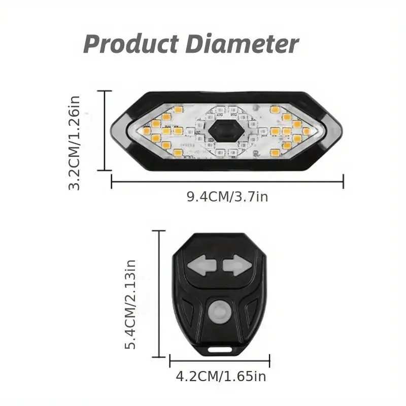 Задна LED светлина с МИГАЧИ, Безжично управление, Звуков сигнал, USB