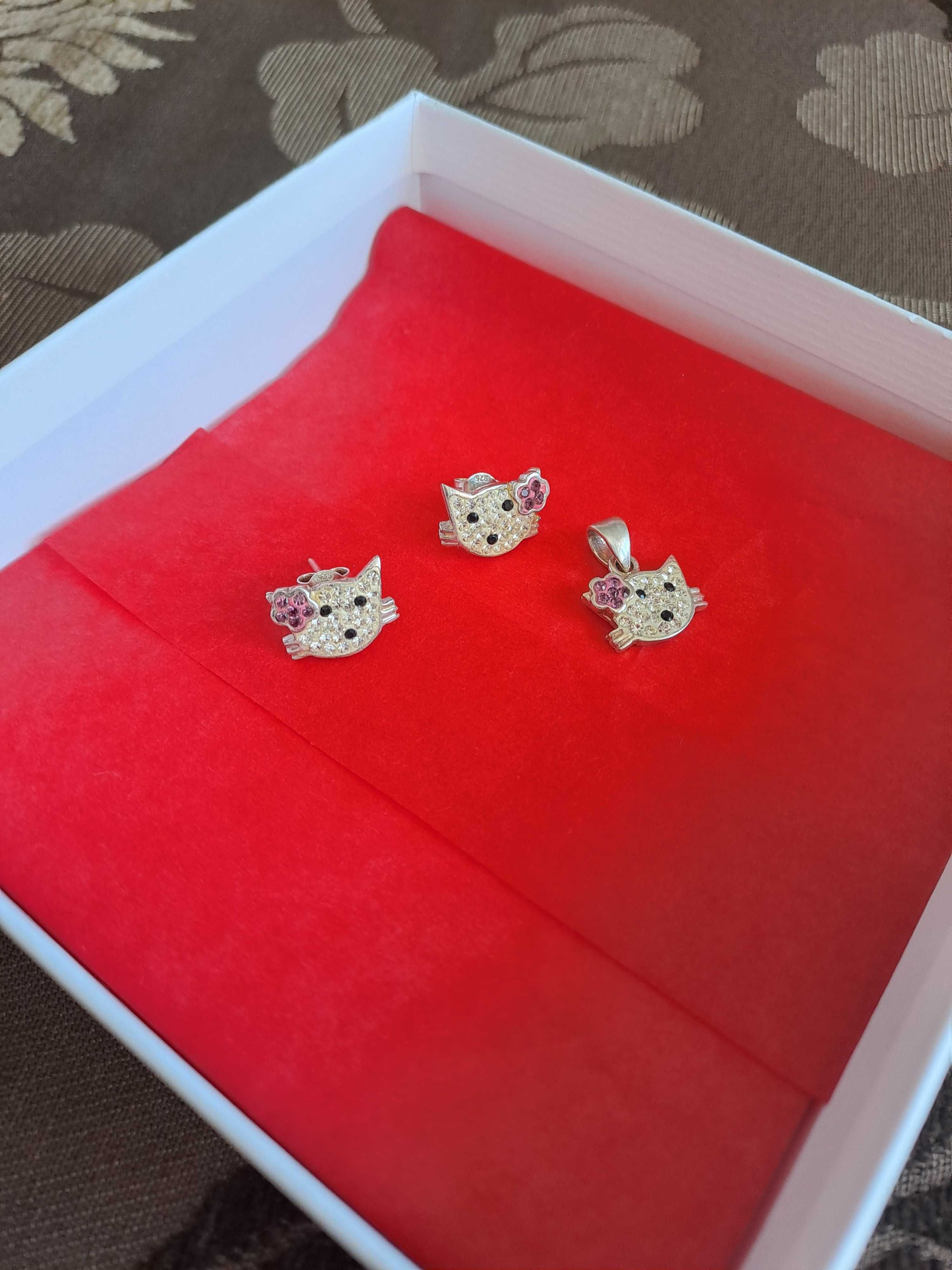 Set argint accesorii swarovski Hello Kitty