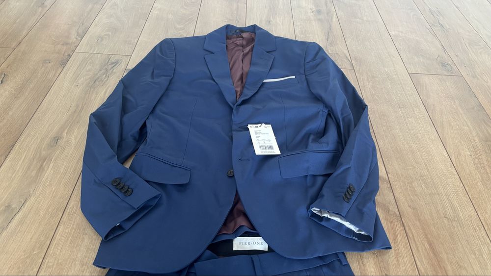 Costum barbatesc Pier One, marime 48/M, culoare bleu navy, NOU
