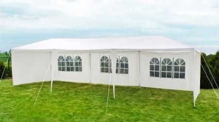 Cort,pavilion evenimente 3x9 m cu 8 pereti laterali cu ferestre - Alb