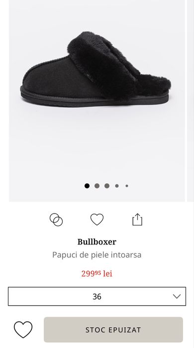 Papuci de casă, piele naturală și blană (lână), Bullboxer