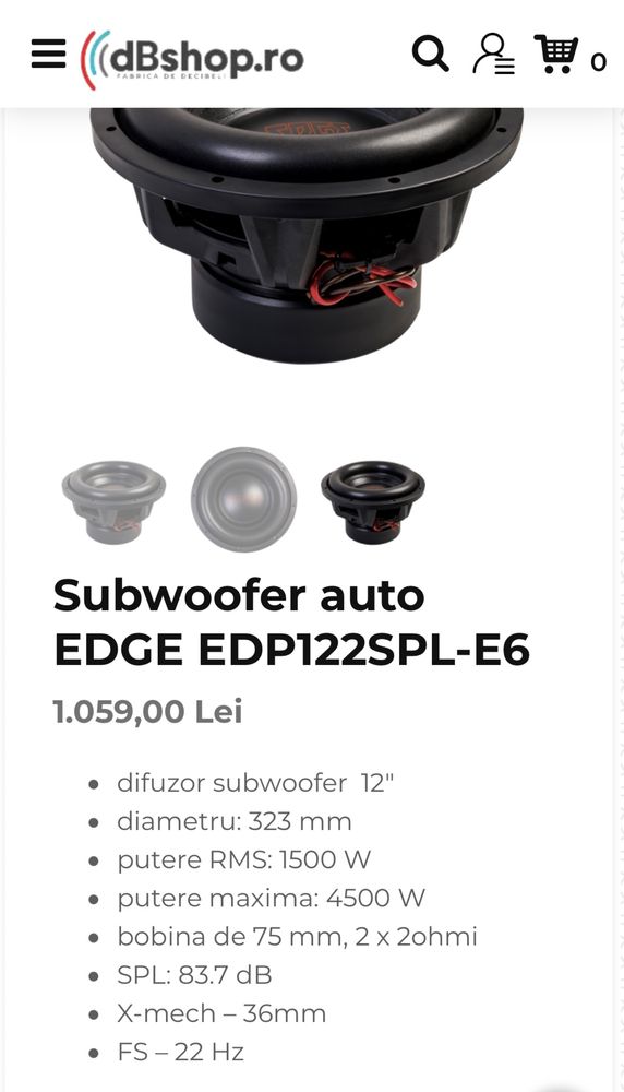 Subwoofer auto competitie EDGE set up complet