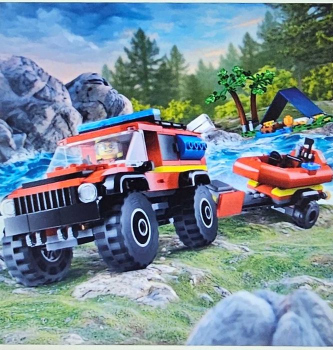 LEGO City - Camion 4x4 si barca de pompieri 60412, 301 piese
