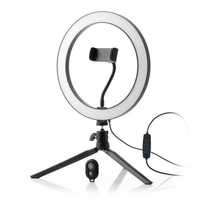 Lampa circulara Ring Light 26cm/10inch LED cu Trepied Telecomanda USB