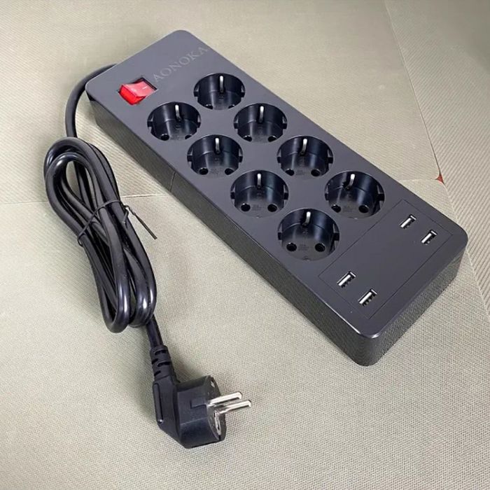 Многофункциональный сетевой фильтр удлинитель AONOKA 8 розеток 4*USB 5