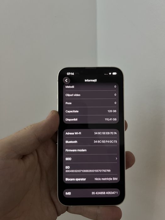 iPhone 14 128GB Alb 100% baterie