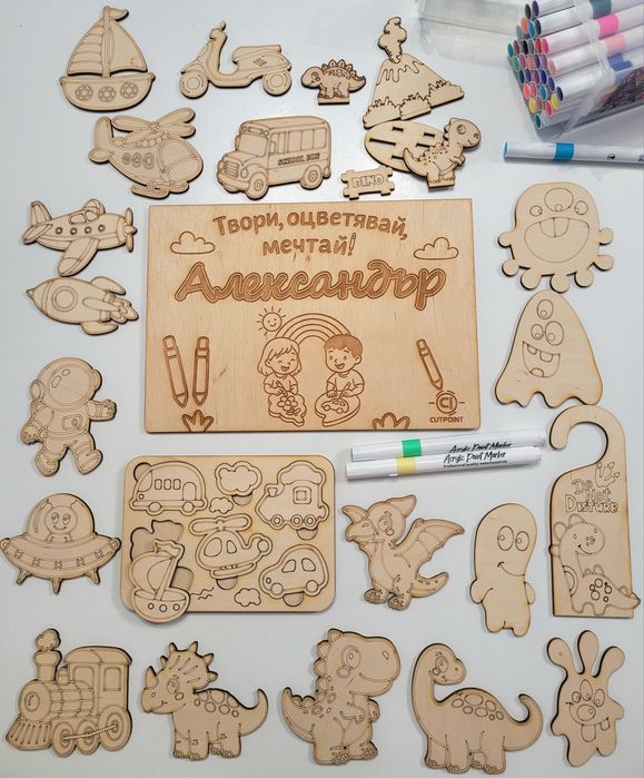 Персонализирана кутия за оцветяване + акрилни маркери – уникален подар