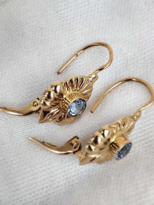 Cercei Aur 14K Ungaria Cu Topaz Albastru +
