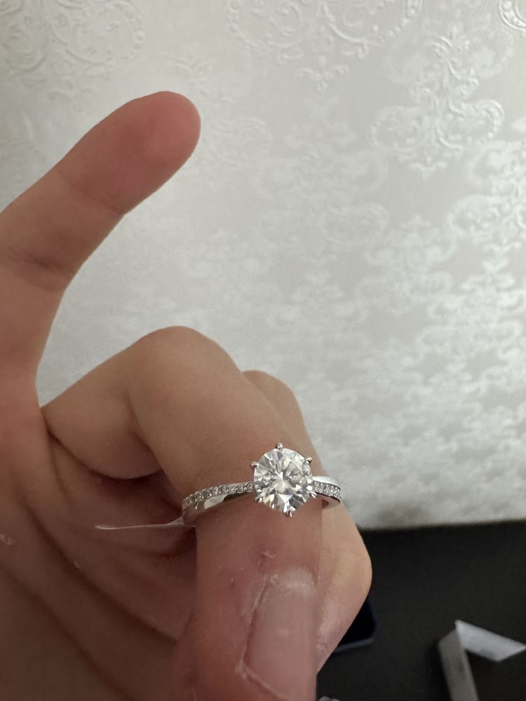 Inel Moissanite 1 Carat din Argint 925 cu Certificat GRA – Mărimea 53