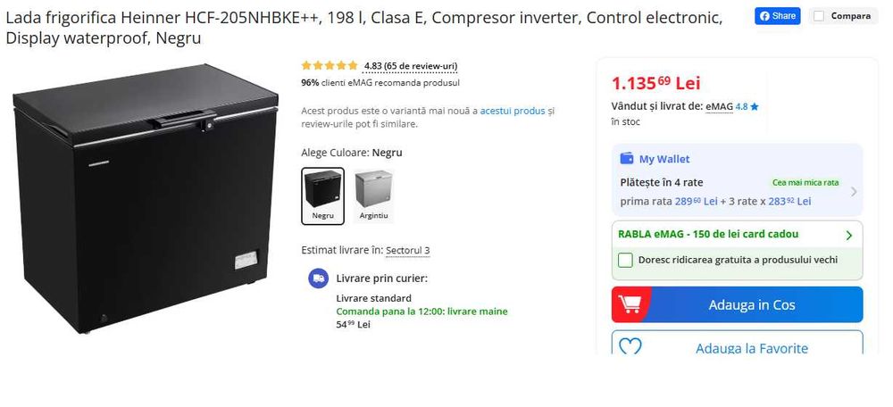 Lada frigorifica Heinner 198L