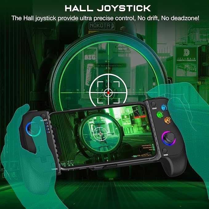 Мобилен геймърски контролер за Android/iPhone, RGB Light Hall Effect