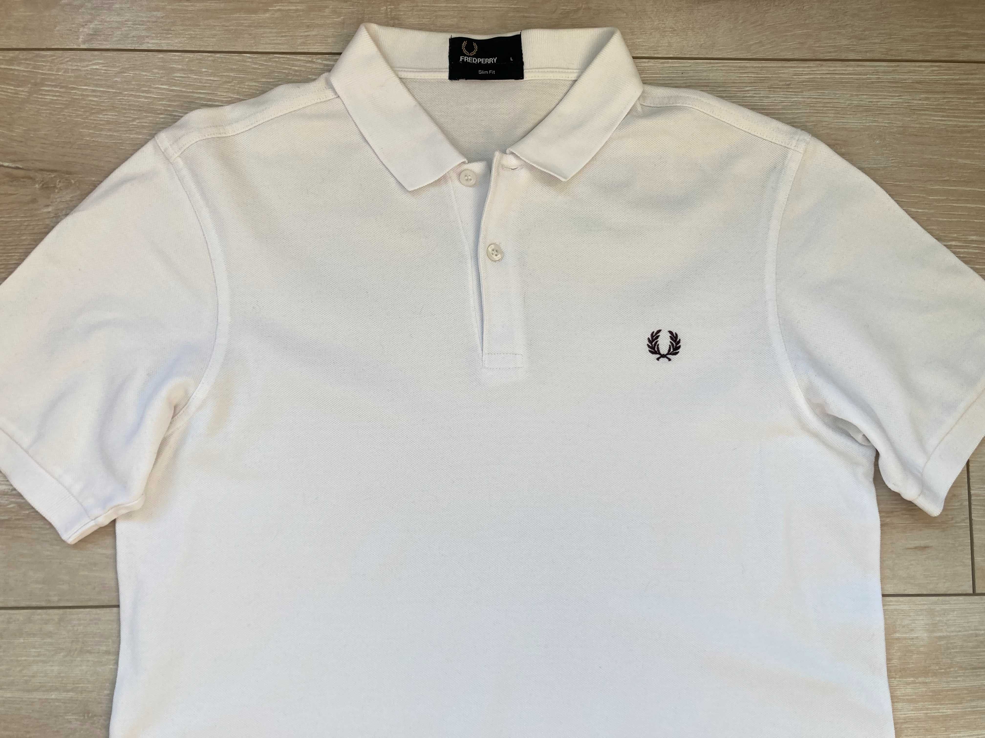 Fred Perry polo t shirt бяла поло тениска размер L Slim Fit