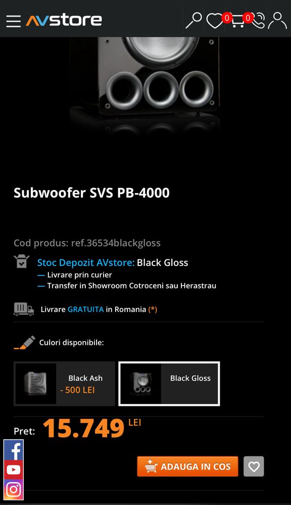 Subwoofer SVS PB-4000 impecabil  (nu Klipsch B&W Focal monitor audio)