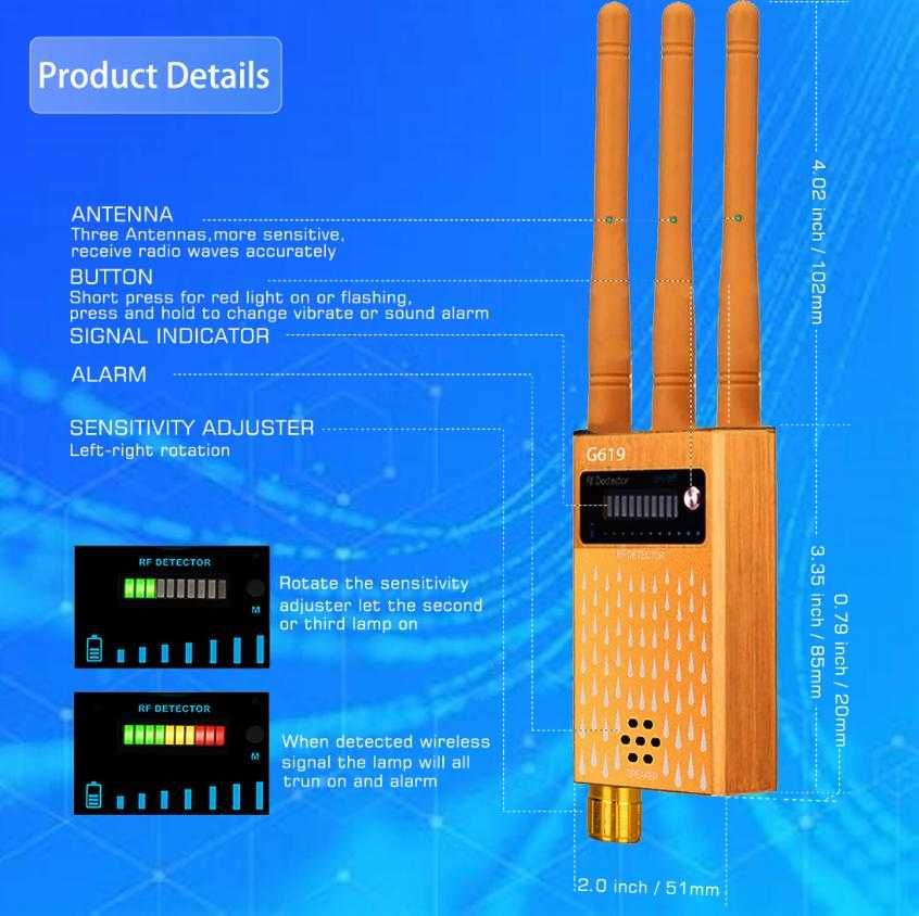 3хАнтени 1-8000MHz Мощен CDMA RF GPS WiFi Детектор Бръмбари Тракери