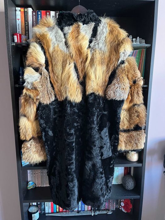 Палто естествен косъм лисица и астраган