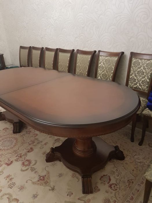 Гостинный стол 2,5 м дерево натуральная 10 стульев