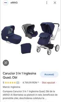 Carut copii Inglesina Quad 3 in 1 (landou, parte sport si scoica)