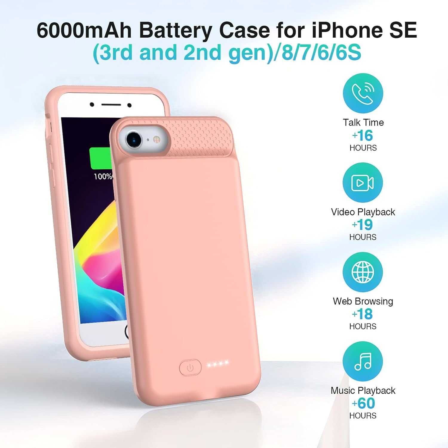 Кейс с батерия BOPPS за iPhone 8/7/6s/6/SE (2022/2020) - 4.7”, 6000mAh