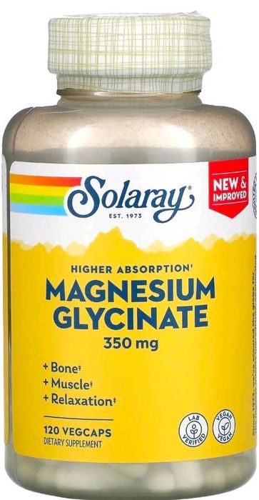 Solaray magnesium glycinate. Глицинат магния 120 капсул