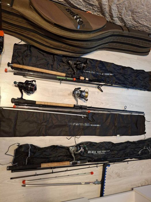 Echipament pescuit complet 6 lansete feeder si  crap, juvelnic, husa