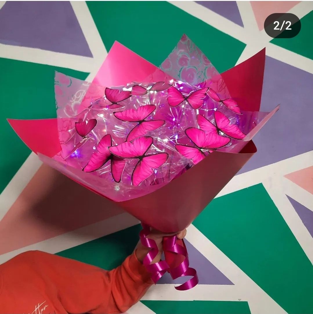 Букет бабочки светящиеся подарок день рождения сюрприз девушке дочке