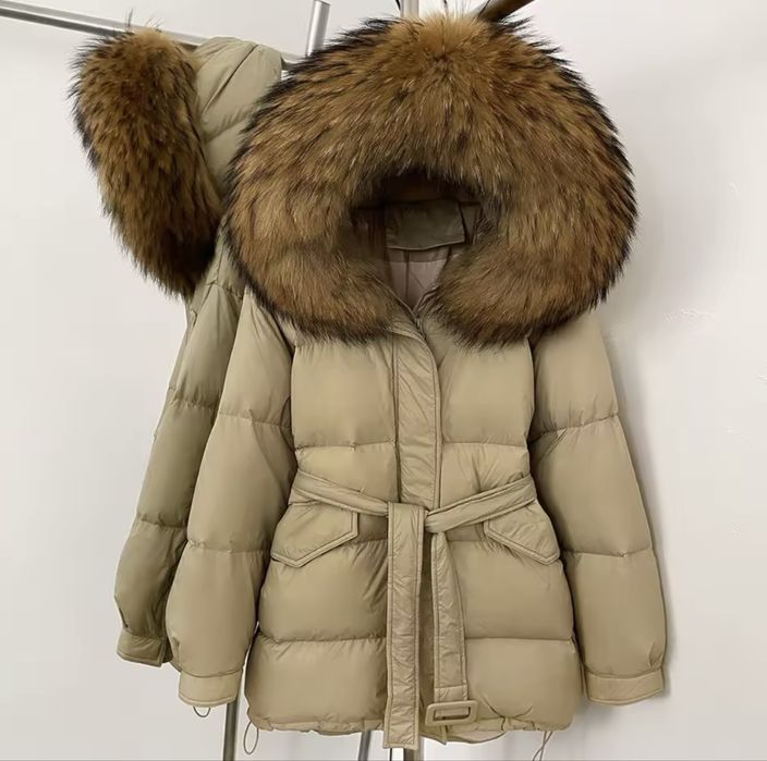 Geaca puf cu guler blana naturala