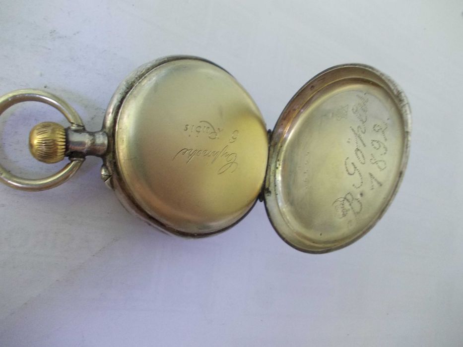 Ceas vechi de buzunar defect din argint 1892