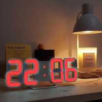 3D Цифров настолен часовник с LED осветление, аларма, температура