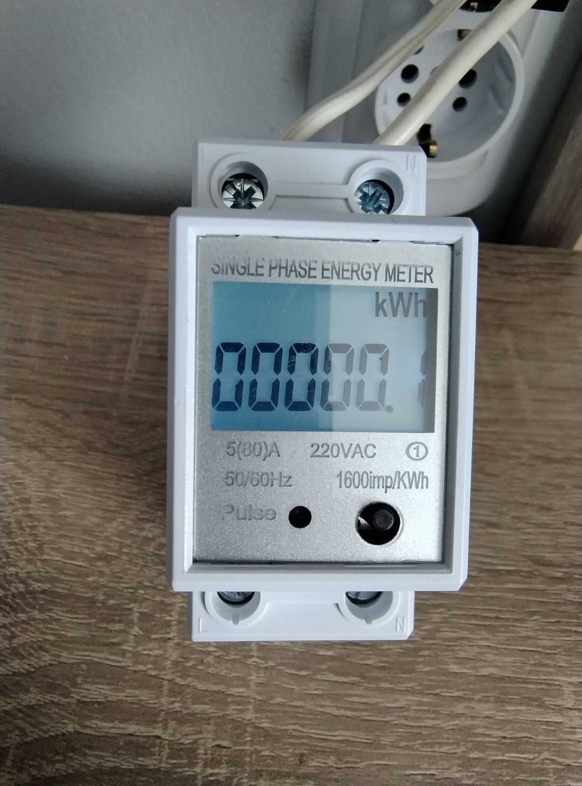 Монофазен електромер за DIN шина, 80A, 36мм