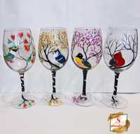 Рисувани чаши за вино “Сезони”