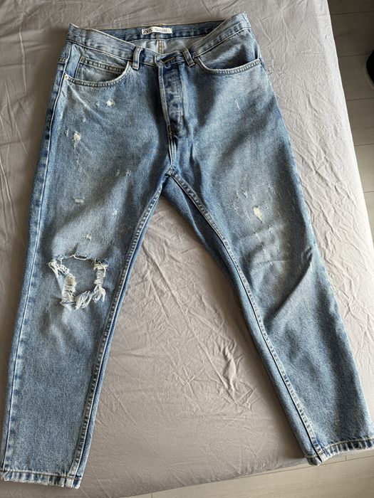Blugi Zara 40 42 barbatesti negri cu rupturi