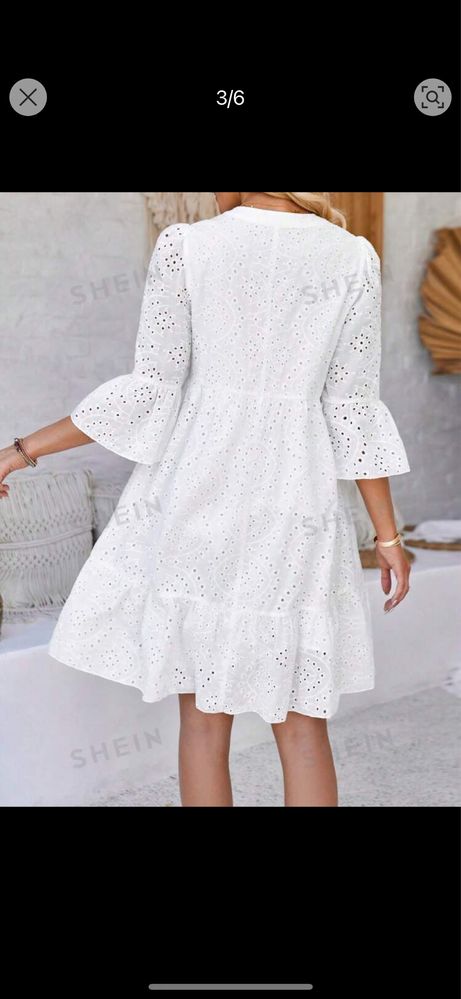 Rochie alba shein cu broderie