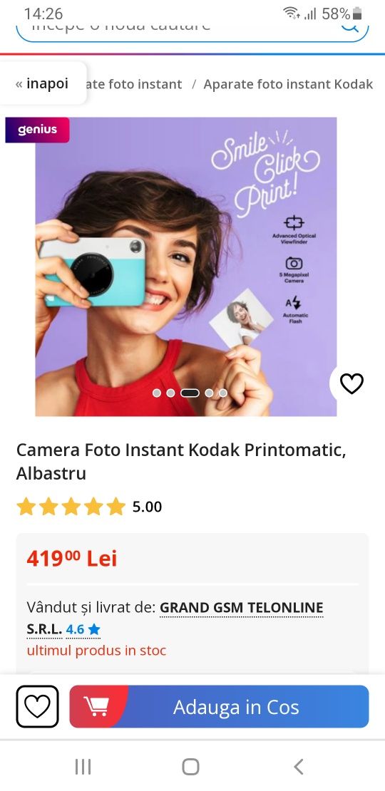 Aparat foto Kodak Printomatic