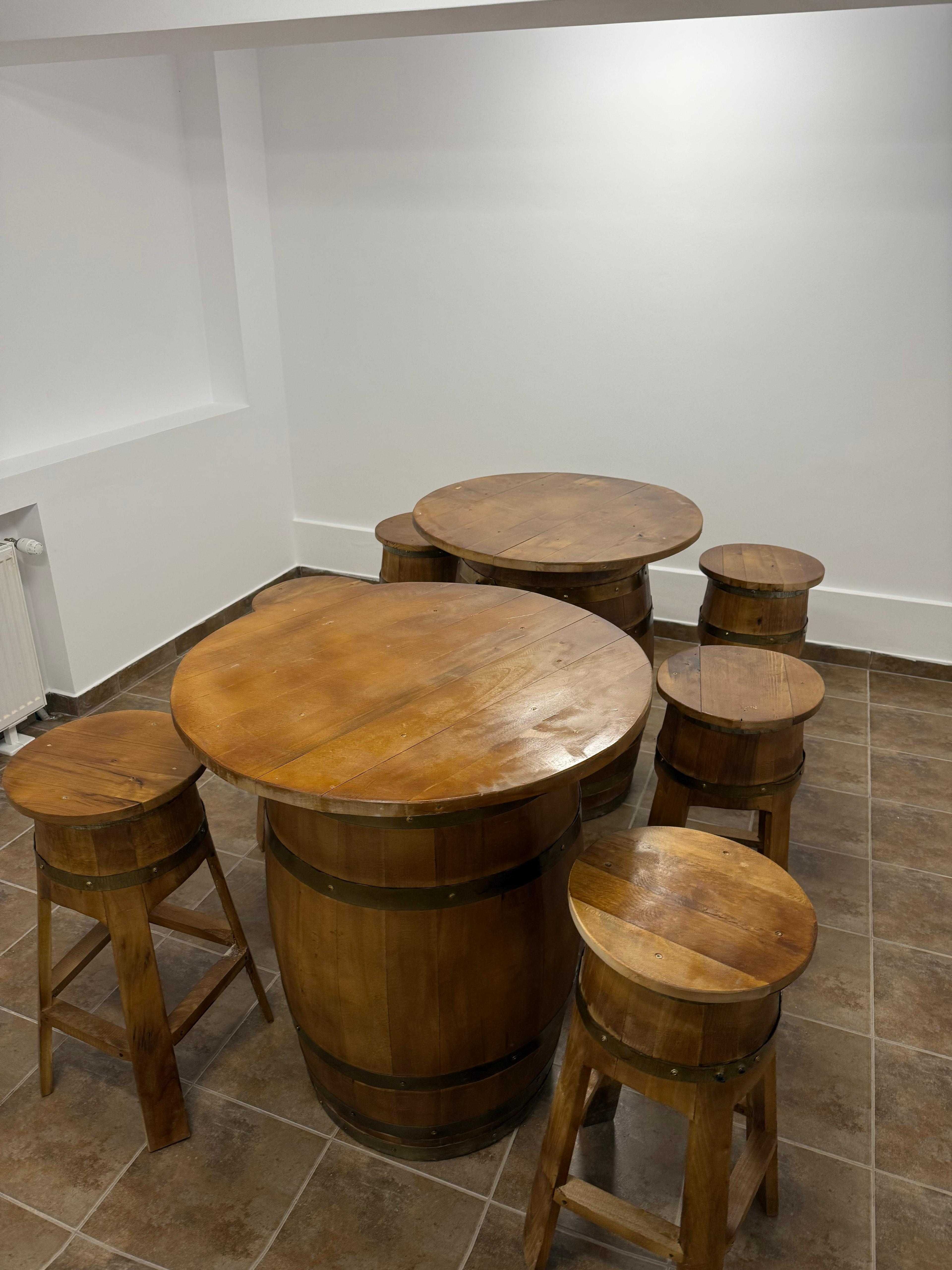 Set masă butoi + 4 scaune lemn masiv – Rustic – 1250 lei