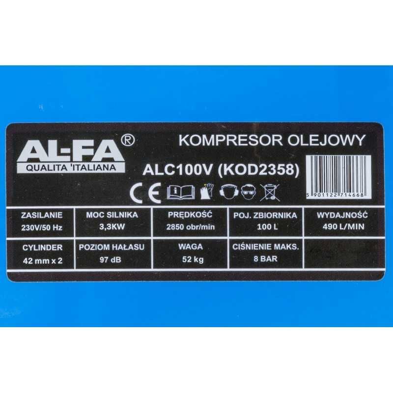 Compresor aer comprimat 100L 4.5CP 490L min 8bar (ALC100V)