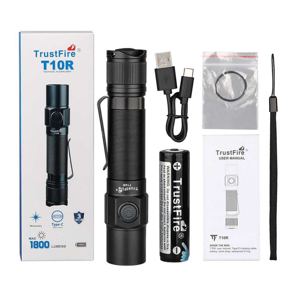 Lanternă tactică Trustfire T10R, LED reîncărcabilă tip C , 1800lm